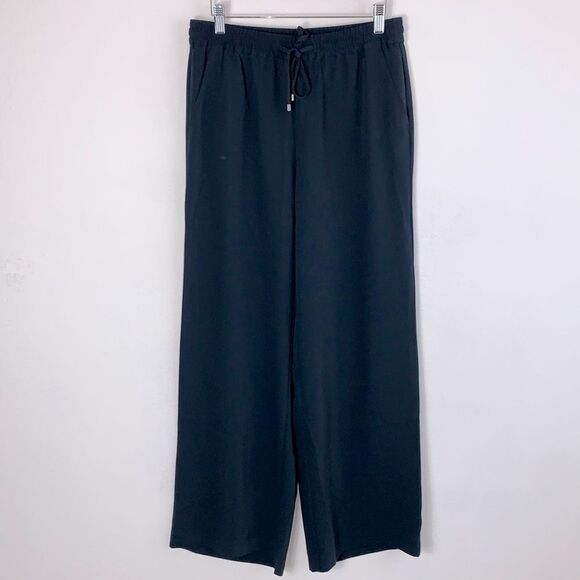 J. Jill Wearever Collection Easy Care Drawstring Navy Blue Wide Leg Pants Sz S - Picture 1 of 10